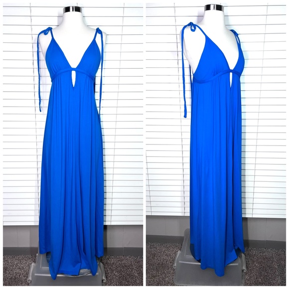 bobi Dresses & Skirts - ⏳|•BOBI•| Pretty Blue Tie Shoulder Maxi Dress